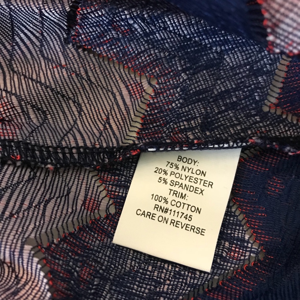 Red White Blue Tie Back Stitched Pom Top - Picture 6 of 8